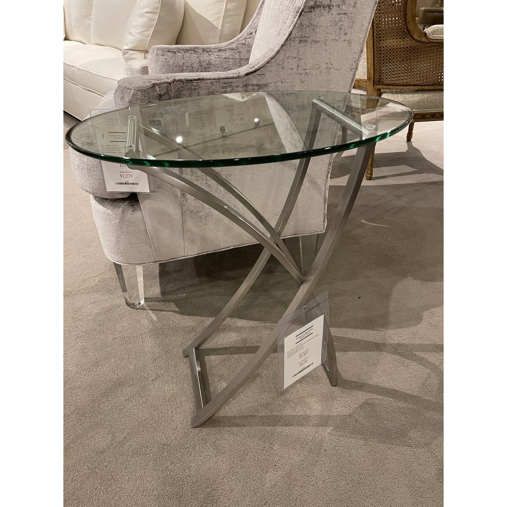 Metal Glass Chairside Table 55A-628 Century