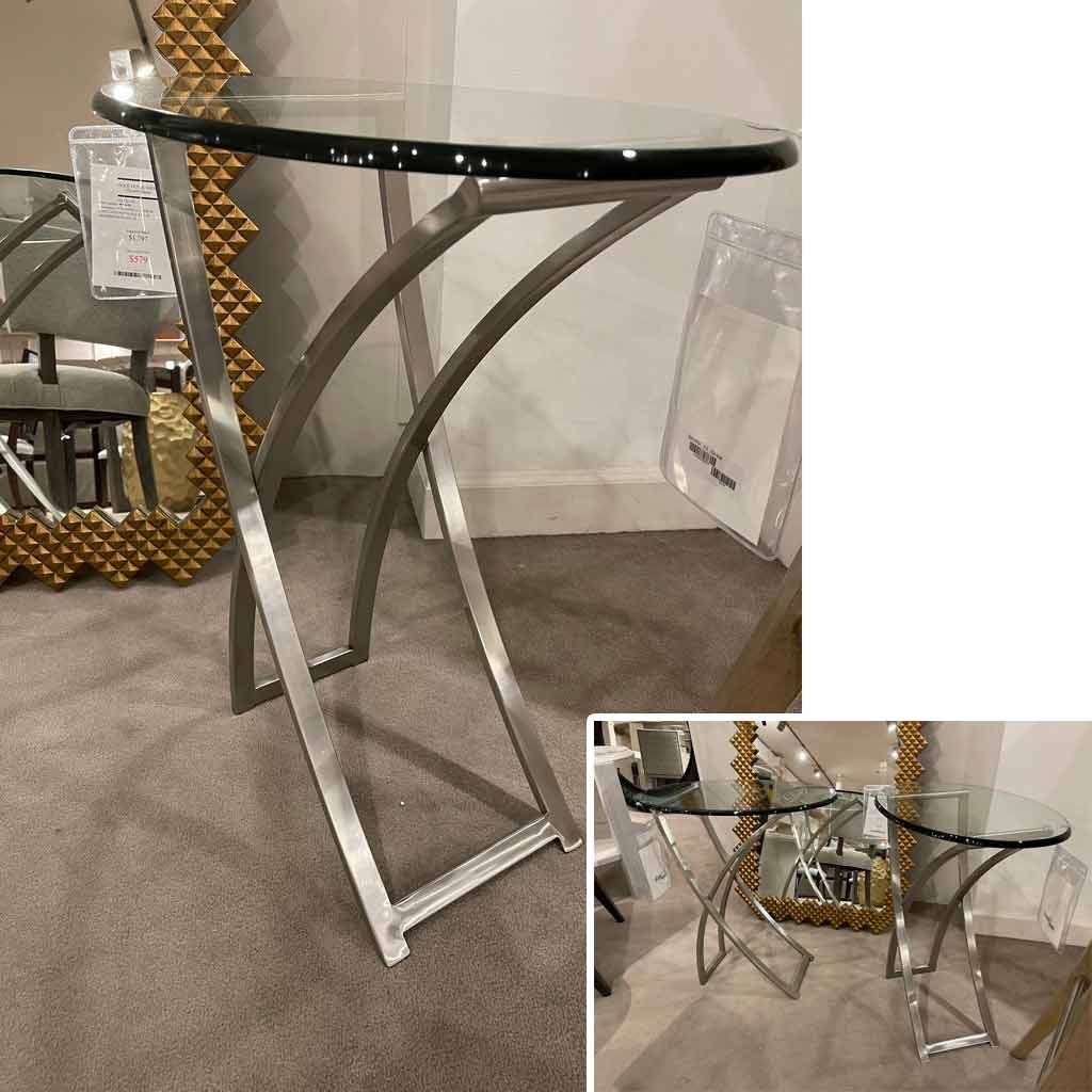 Metal and Glass Chairside Table 55A-628 Century