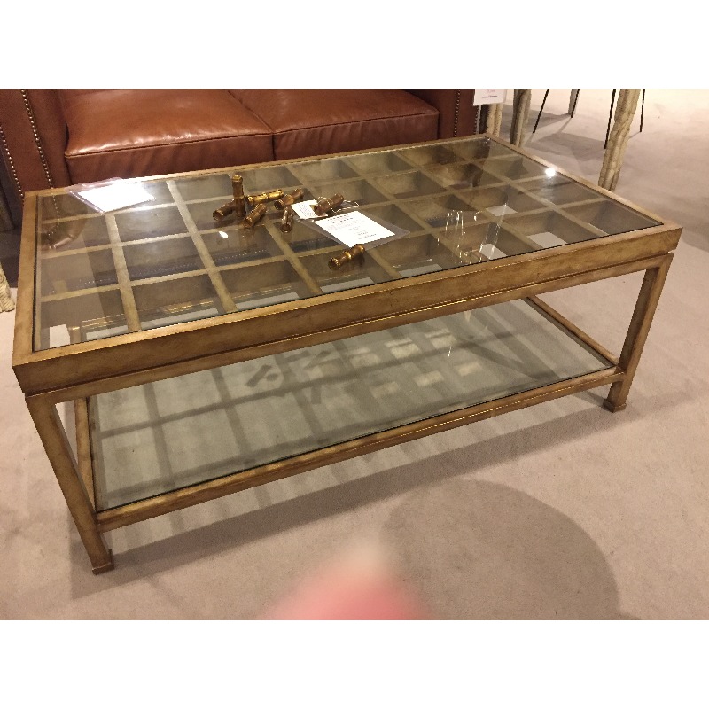 Gold Cocktail Table with Glass Top 8297-33 Maitland Smith