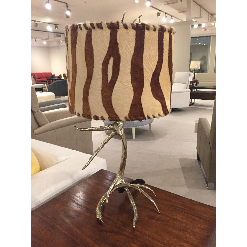 Hide Shade with Brass Antler Lamp Base 8155-07/17 Maitland Smith